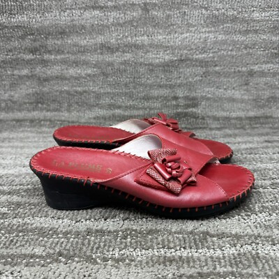 La Plume Palma Women's Anti Shock Red Leather wedge heel slide