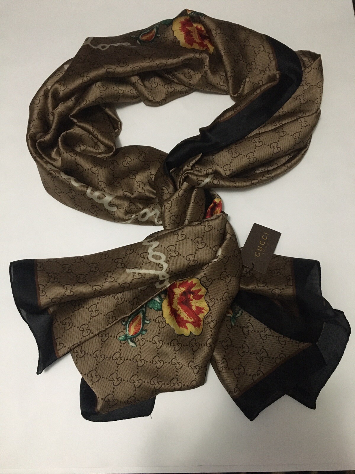black gucci silk scarf