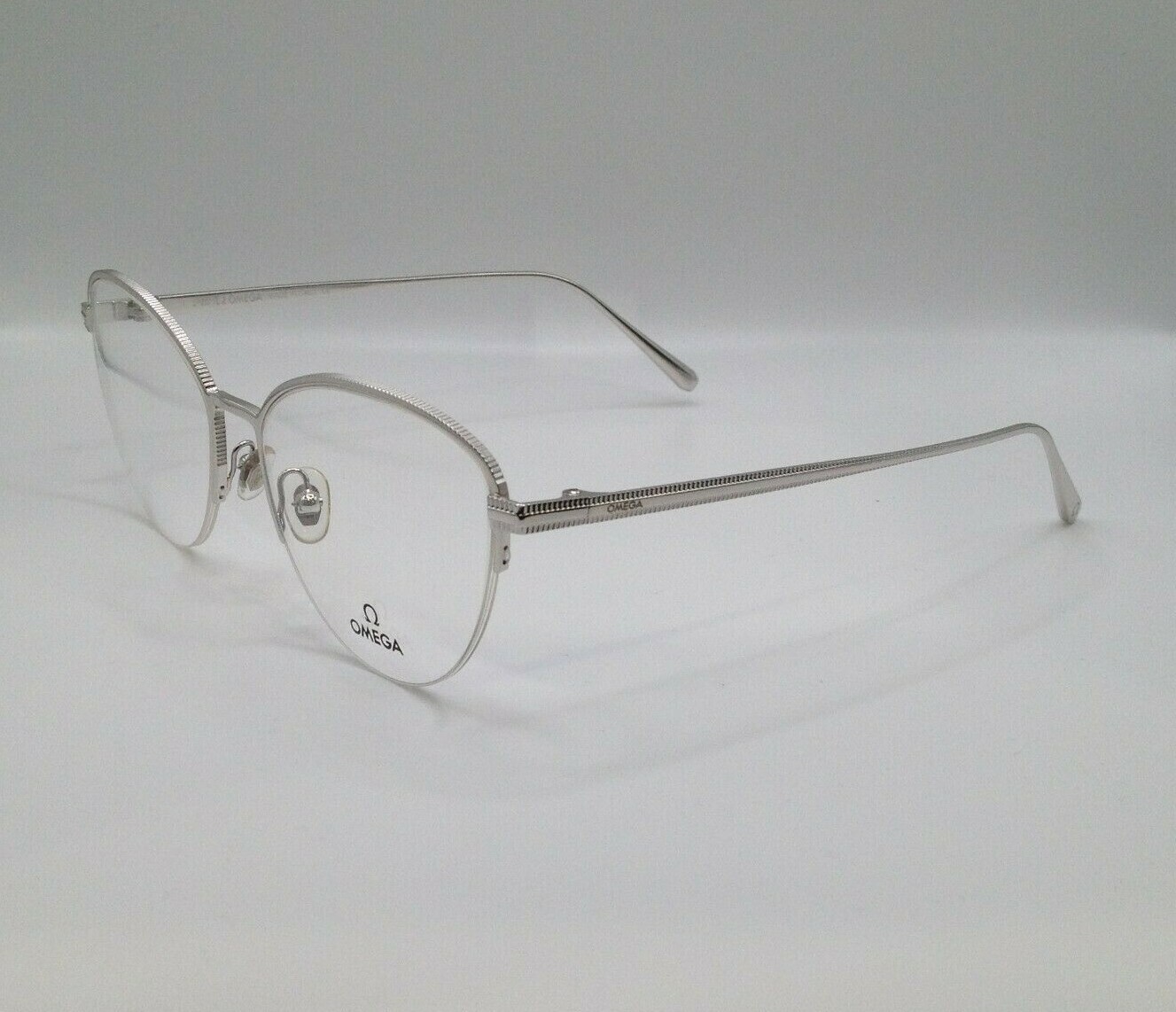 Omega Rimless Frame OMEGA OM 5029 018 Silver Metal Semi Rimless Optical Eyeglasses Frame 54 ...