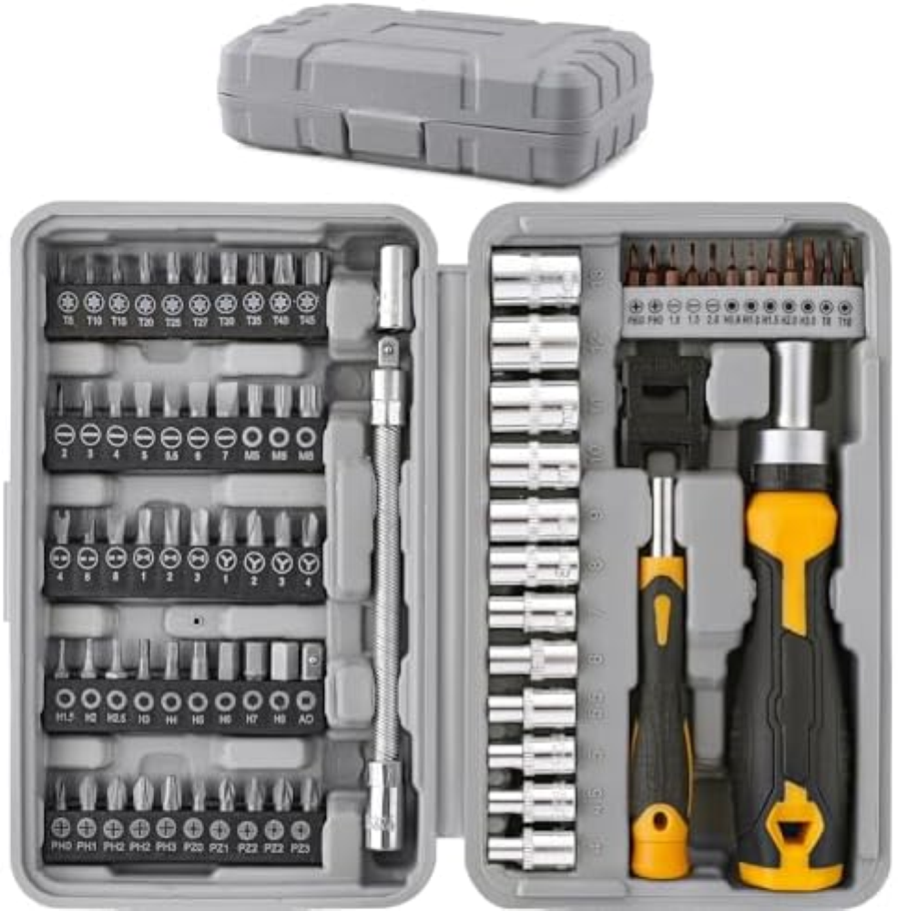 Set Hi-Spec 79pz punte cacciavite multiuso e set bussole 1/4" con manici. Estens
