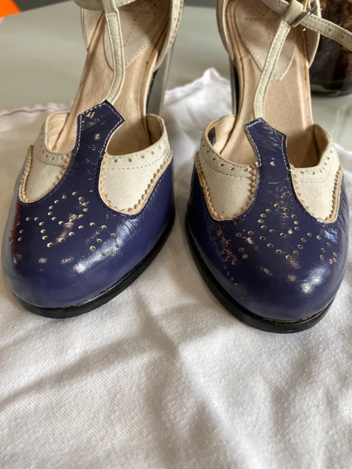 deisel suede and patent leather block heels 39 6 see description - Image 2 of 4