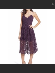 astr the label lace midi dress red