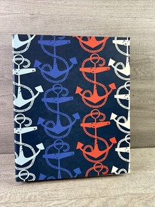Paperchase Anchors Ahoy 3 Ring Paper Binder Made In USA Red White Blue