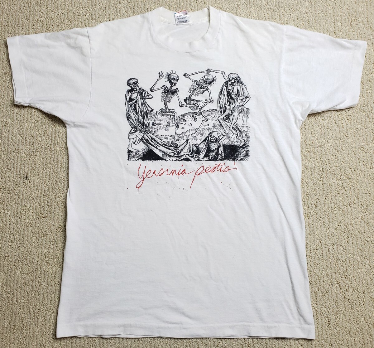 T shirt vintage 1987 Bill Keene Yersinia Pestis nera peste ratto scheletri pulci M