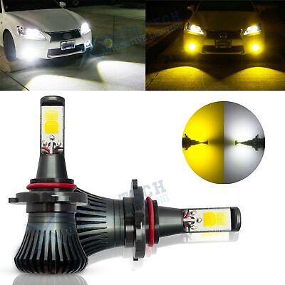 2x 160W 9005 9006 LED Replacement Fog Light Bulbs White+Yellow Dual Color 1300LM