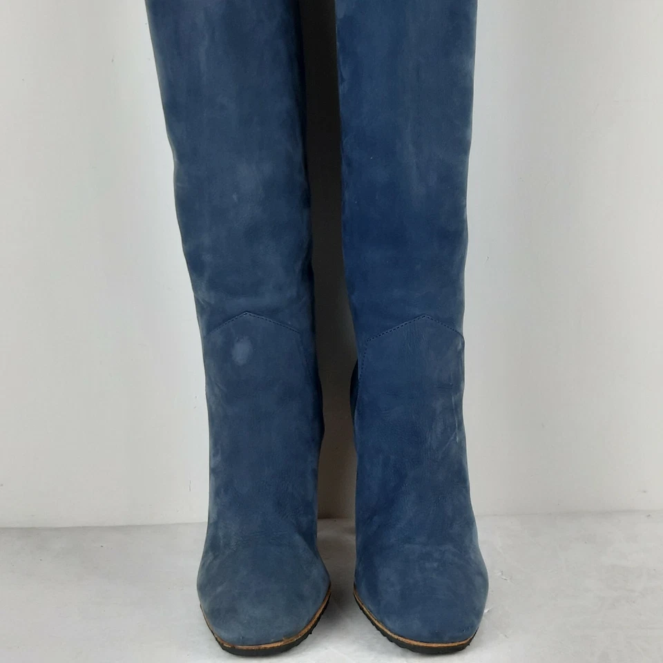 Sergio Rossi Women's VTG made in I Italy Blue Suede Knee High Boots EU35 US4,5 - Image 4 of 4