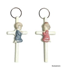 Hanging Porcelain Cross Baby Boy or Baby Girl NIB Nice Gift 