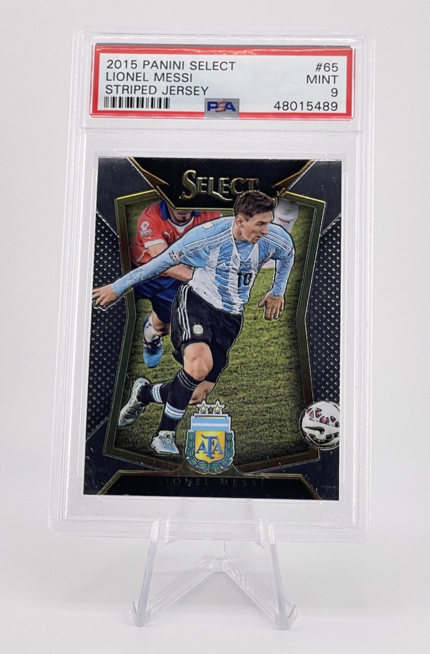 Lionel Messi 2015 Panini Select Striped Jersey #65 PSA 9 Argentina