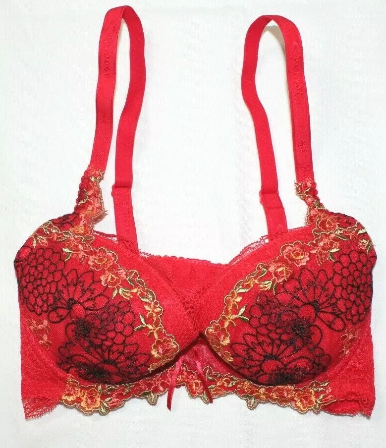 Red Lace underwire push-up Bra - Size 28B