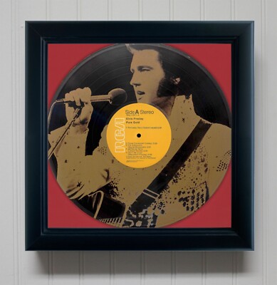 Elvis Presley Pure Gold Framed Black Vinyl Etched LP Shadowbox | eBay