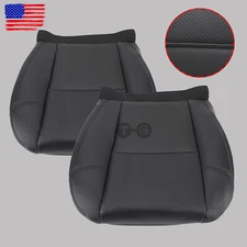 2007-14 For Cadillac Escalade Driver & Passenger Bottom Leather Seat Cover Black