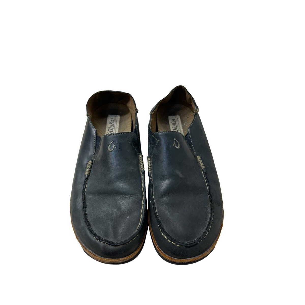 Olukai Moloa Slipper Size 8.5 Black Leather Casual Loafers 