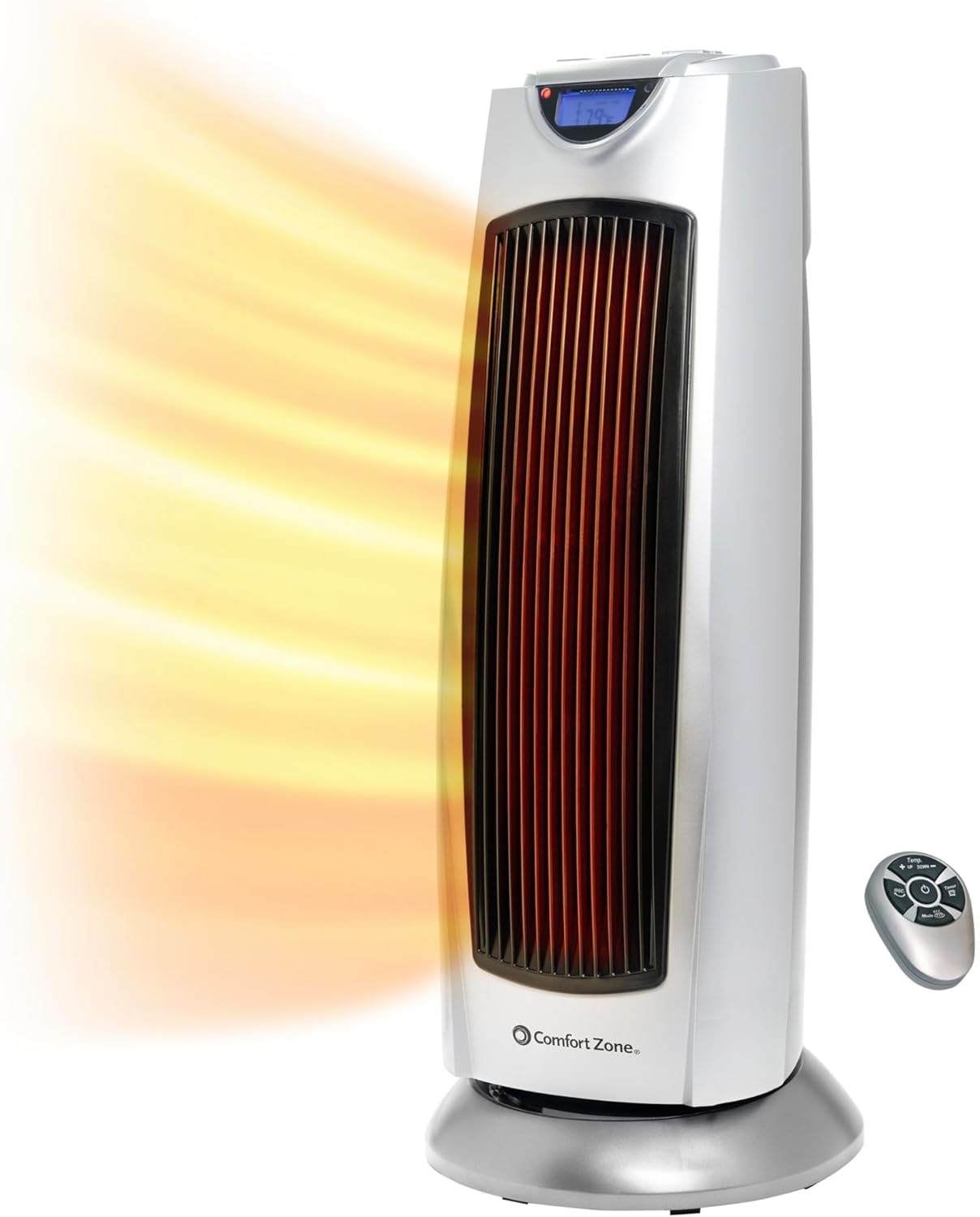 Electric Oscillating Ceramic Tower Space Heater, Remote, Backlit Digital Thermos
