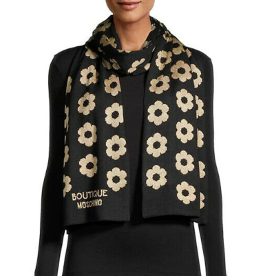NWT Boutique Moschino Floral Black/ Gold Scarf