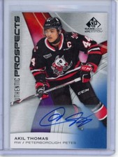 2019-20 UD Upper Deck CHL Sp Game Used AKIL THOMAS #70 Blue Autograph