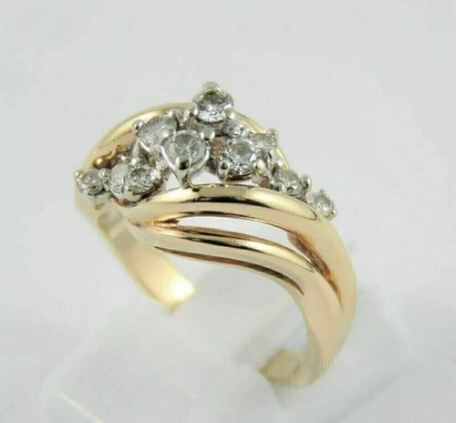 2 Ct Round Cut Simulated Cluster Engagement Ring 14K Yellow Gold Plated - Picture 2 of 4