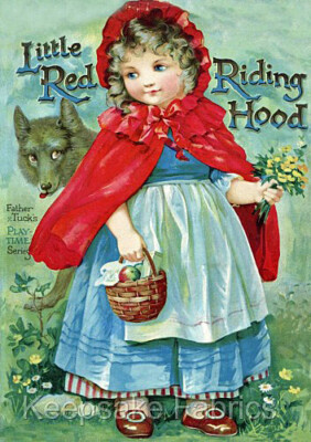 Little Red Riding Hood Cotton Crazy Quilt Block Multi Sizes (K3
