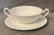 Vintage Tuscan Whitecliffe England Footed Cream Soup Bowl & Saucer Set