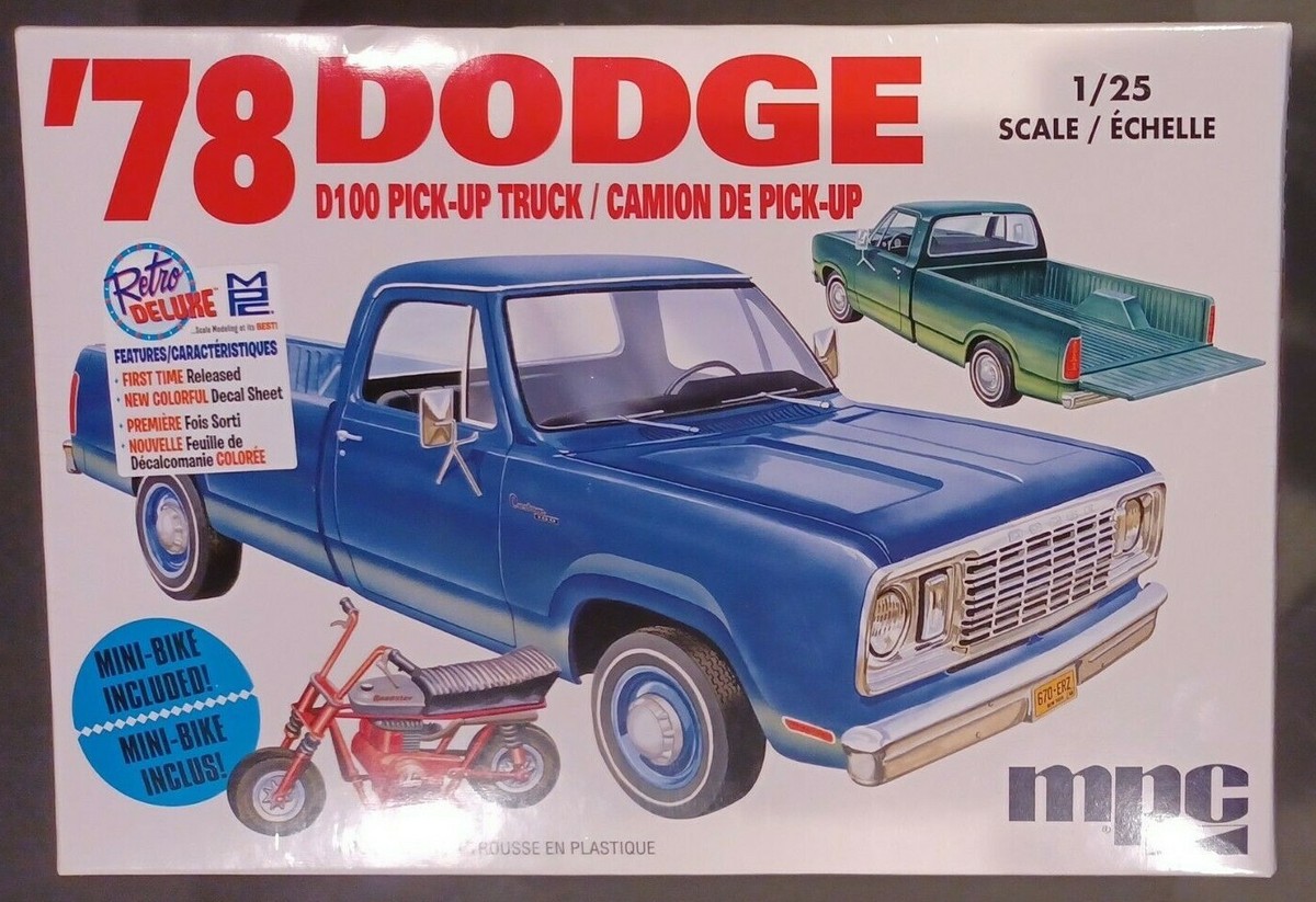 mpc 1/25 ダッジ D100 ピックアップ 1978年型 w/ミニバイク 1978 Dodge D100 Custom Pickup (2T) Plastic Model Kit | MPC
