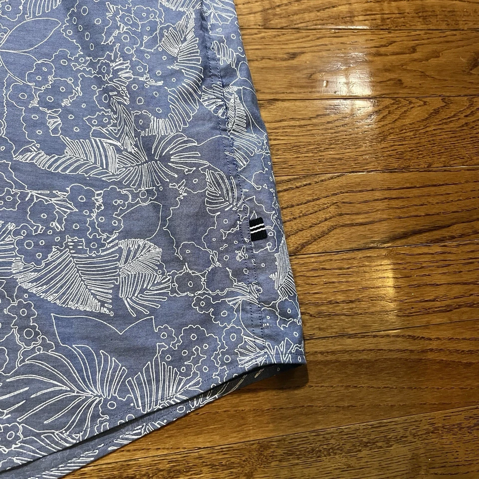 Camisa Nautica Para Hombres 4XL Azul Elastizada Hawaiana Informal Con Botones Bolsillo Floral Foto 4 de 4