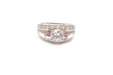 Diamonique Sterling Silver 925 Cubic Zirconia Ring Size 7 L9