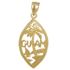 New 14k Yellow Gold Guam Island Pendant