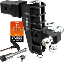 Heavy Duty Adjustable Trailer Hitch 2 Receiver 8 Drop Tri-ball Mount Hook Heavy Duty Adjustable Trailer Hitch 2 Receiver 8 Drop Tri-ball Mount Hook