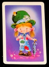KI49 Swap Playing Cards 1 Japanese 80’s Cute Patchwork Girl With Hat Umbrella