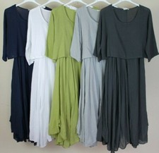 New 2 Piece Set Ladies Italian Lagenlook Lightweight Cami Maxi Dress & Over Top 