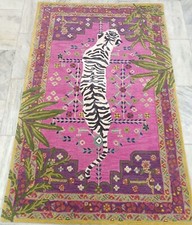Pink Bengal Tiger Rug Hand Tufted Area Rug Animal Print Rug, Bedroom rugs Living
