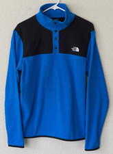 THE NORTH FACE 1/4 Snap Lightweight Fleece Jacket Men's Small Blue/Black EUC