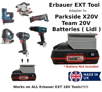 Parkside X20V ( Lidl ) to Erbauer EXT Tool Adaptor - For ALL Erbauer EXT Tools
