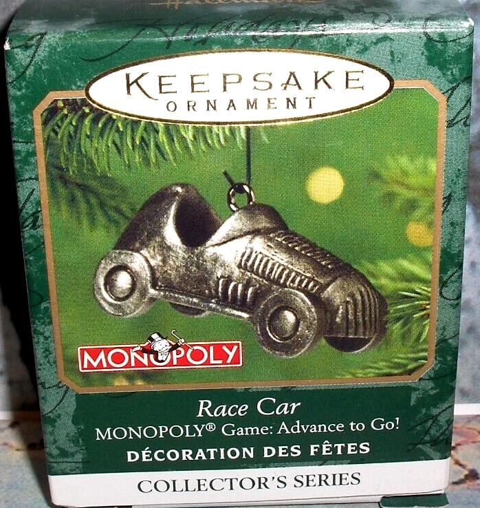 RACE CAR`2001`Miniature-Monopoly Second In Advance To Go,Hallmark Ornament-NICE