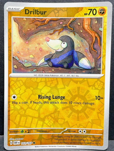DRILBUR 111/197 - Reverse Holo - Pokemon - Obsidian Flames - NM/M