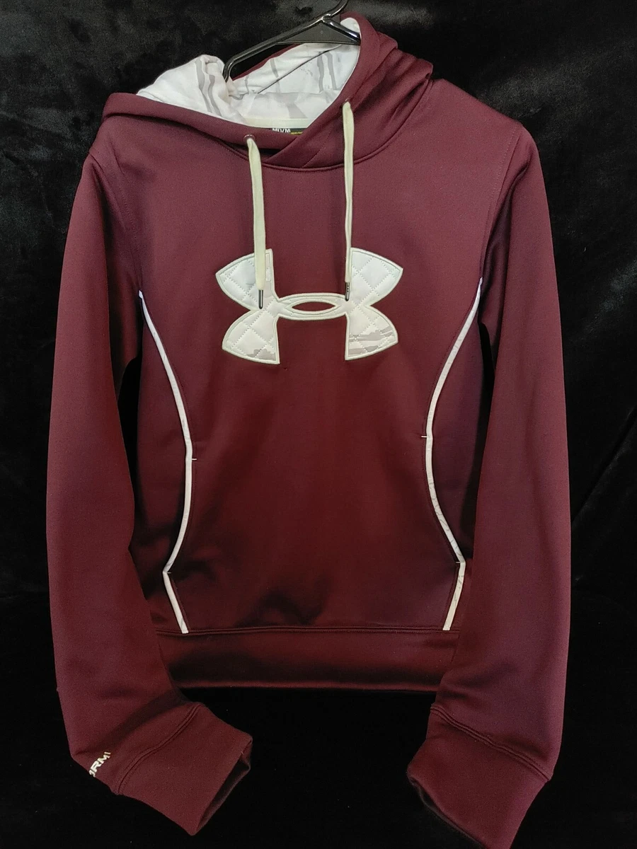 Women s Under Armour Hoodie Sweatshirt Medium Raised Logo Burgundy
