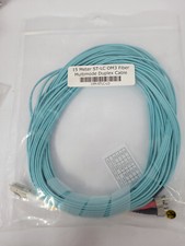 15 Meter ST to LC Multimode Duplex OM3 50/125 Fiber Optic Patch Cable Aqua