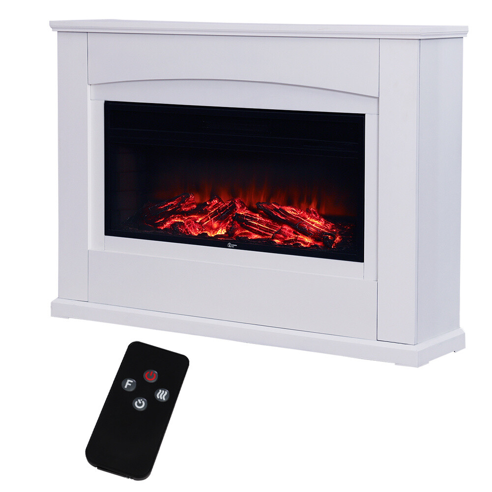 Electric Fireplace with Surround Suite LED Log Fire Remote Control Heater  Timer | eBay
