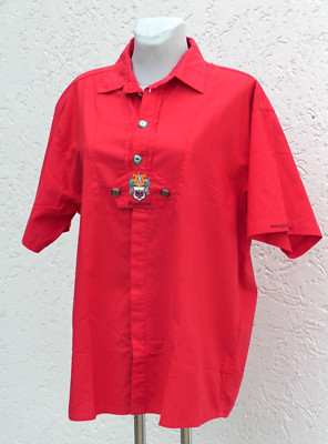 Trachtenhemd rot spieth wensky Oktoberfest Gr. L Baumwolle Herren Kurzarm XL