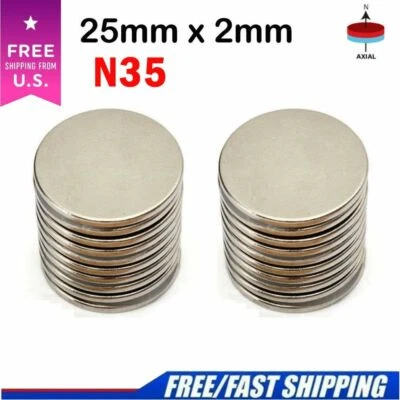 LAVA 5-50Pcs Super Strong Round Disc 25mm x 2mm Magnets Rare Earth Neodymium N35 Lot
