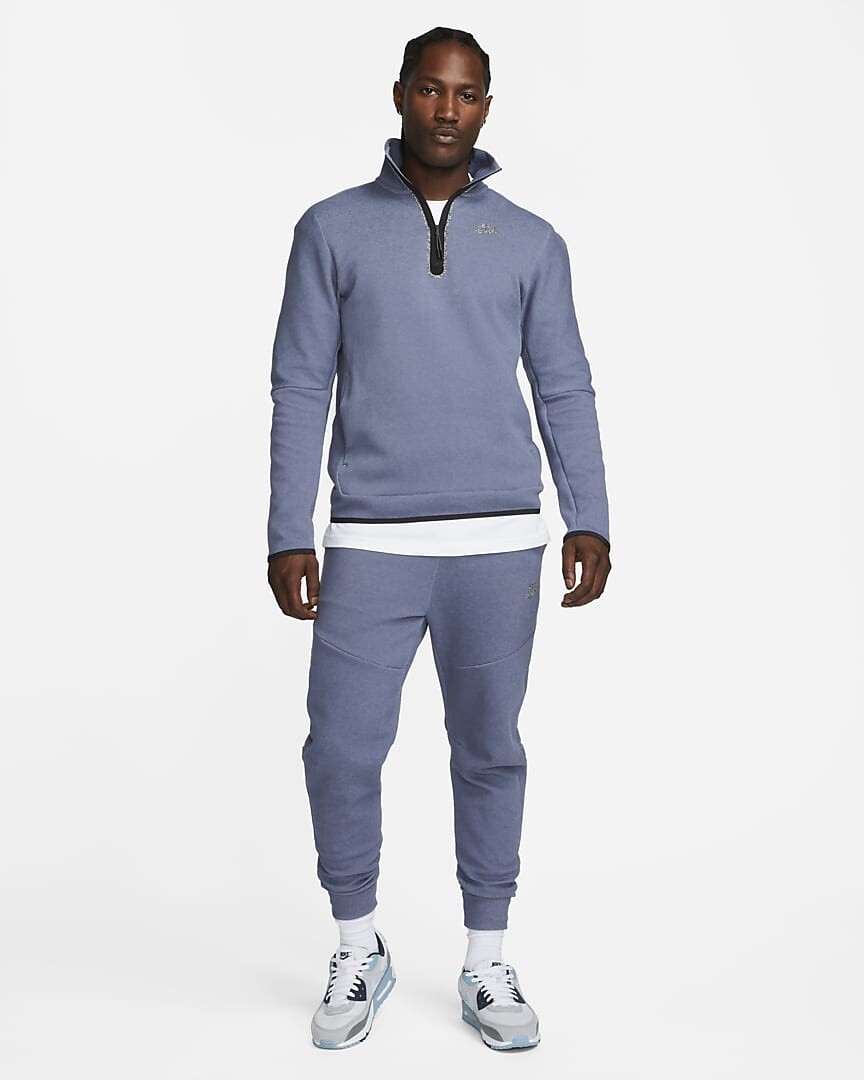 Nike Sportswear Tech Fleece 1/2 Zip Top Sz M Diffused Blue/Heather