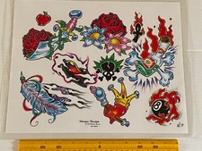 Vintage Art Tattoo Flash Sheet Derma Design Matt Bahr /T543