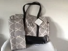 POTTERY BARN KIDS CLASSIC IKAT DIAPER BAG  GRAY/NEUTRAL MONOGRAM  S NEW