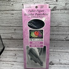 VTG Fruit Of The Loom Fuller Figure Navy Pantyhose W/ Ribbed Panty 1X Prop NOS