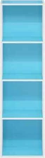 Luder Bookcase / Book / Storage, 4-Tier Cube, Light Blue/White