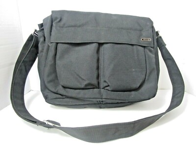Gravis Black Laptop Messenger Bag Student Travel Padded Computer Shoulder Strap