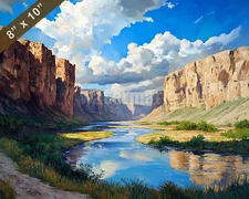 Big Bend river through the canyon oil painting 8x10 Print