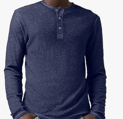 NEW Buffalo David Bitton Mens M Henley Long Sleeve Shirt Midnight Blue Casual
