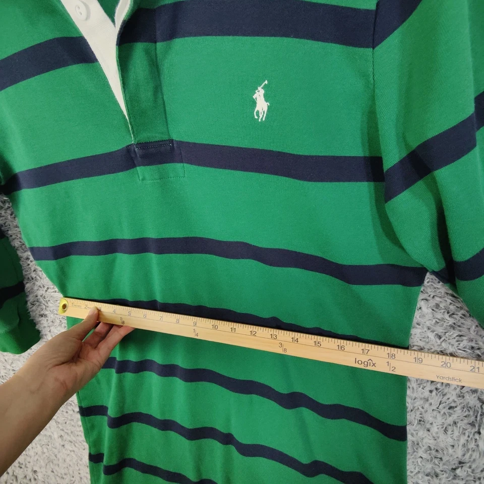 Ralph Lauren Women Green Navy Stripe Rugby Polo Shirt Midi Dress Women XL Preppy - Image 3 of 4