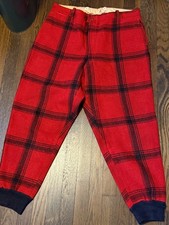 Vintage Utica Mens 100 Wool Buffalo Plaid Hunting Field Pants Size 36" waist