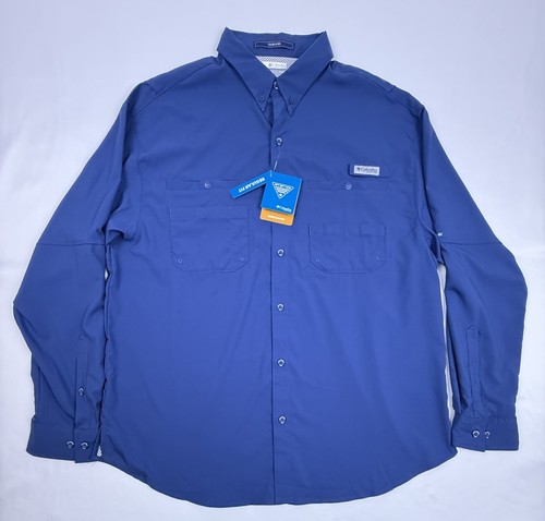 Chemise Columbia PFG Tamiami II Homme XLT Bleu, Manches Courtes, UPF 40, Neuve Avec étiquettes